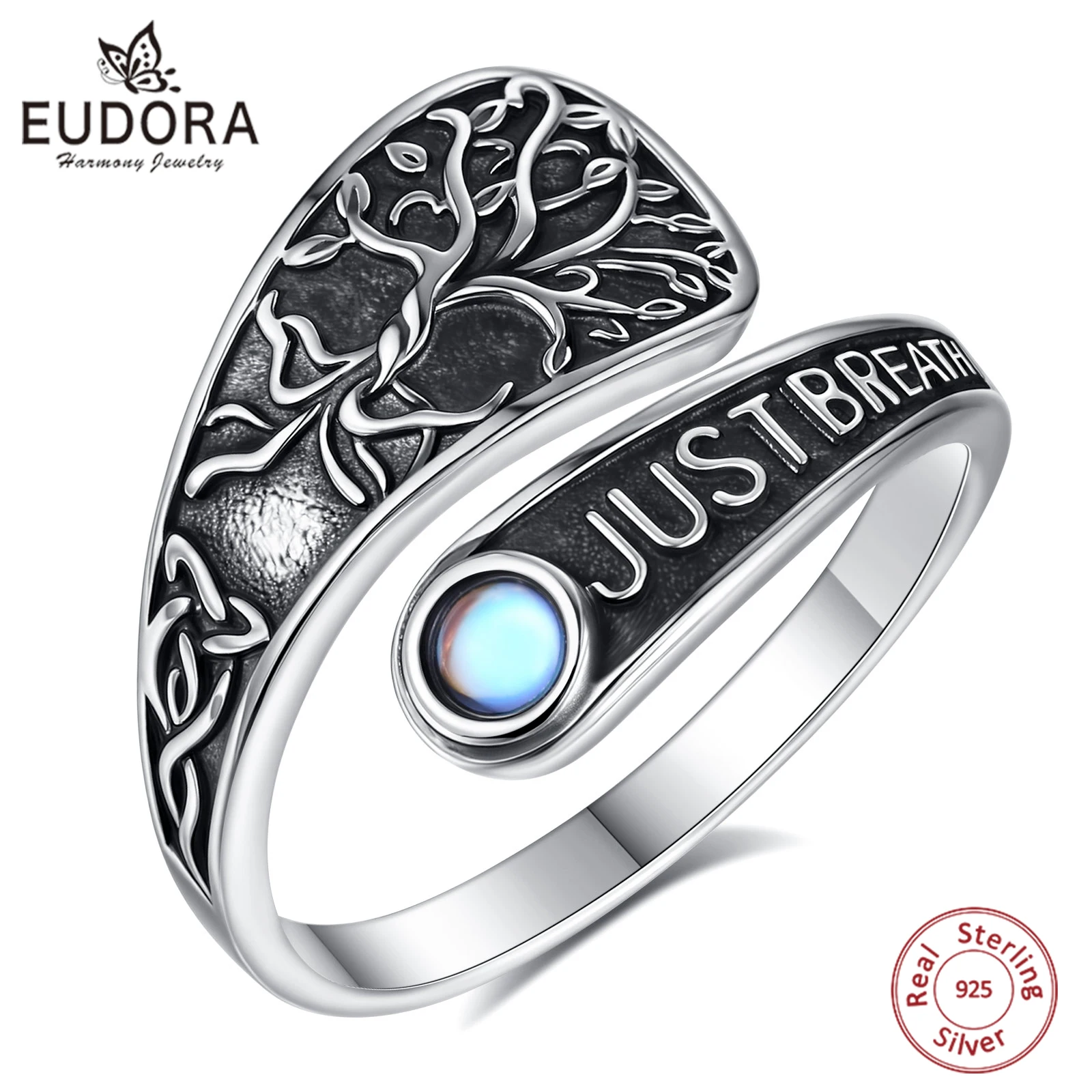 Eudora 925 Sterling Silver Tree of Life Adjustable Ring Moonstone Just Breathe Ring Spiritual Jewelry Gifts for Women Men
Eudora 925 Sterling Silver Tree of Life Adjustable Ring Moonstone Just Breathe Ring Spiritual Jewelry Gifts for Women Men