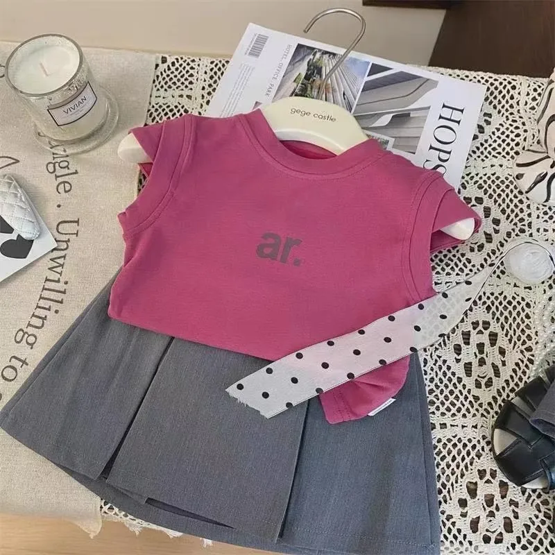 TOY-2025Versatile Casual Fashionable Set for Girls Summer Outfit Dragon Fruit Color Short Sleeve Gray Pencil Skirt Two-Piece Set
TOY-2025Versatile Casual Fashionable Set for Girls Summer Outfit Dragon Fruit Color Short Sleeve Gray Pencil Skirt Two-Piece Set