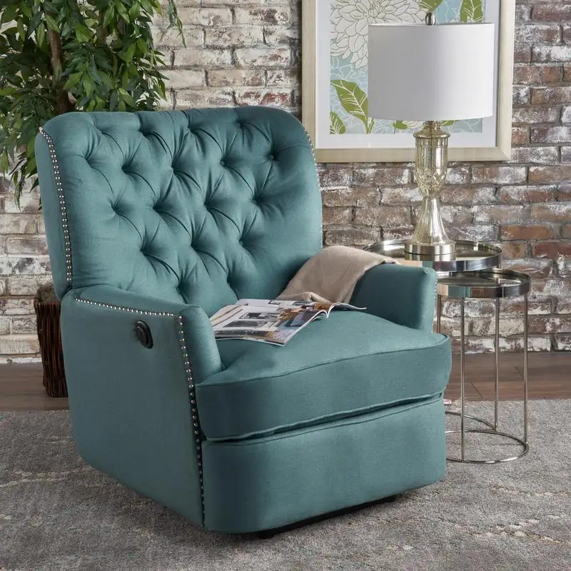 Indulge in Ultimate Comfort: электрическое кресло с откидной спинкой с шикарными медными акцентами и плюшевой бирюзовой тканевой обивкой для отдыха
Indulge in Ultimate Comfort: электрическое кресло с откидной спинкой с шикарными медными акцентами и плюшевой бирюзовой тканевой обивкой для отдыха
