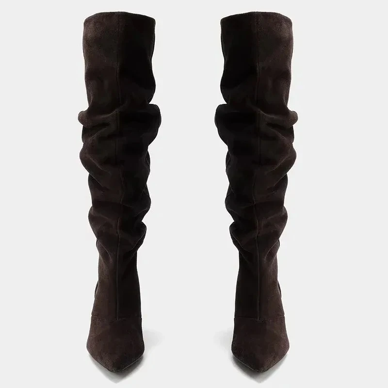 Женские осенне-зимние ретро-ботинки Aneikeh с острым носком, плиссированные, до колена, на каблуке-рюмочке, дизайнерские, удобные, легкие, Botas Mujer
Женские осенне-зимние ретро-ботинки Aneikeh с острым носком, плиссированные, до колена, на каблуке-рюмочке, дизайнерские, удобные, легкие, Botas Mujer