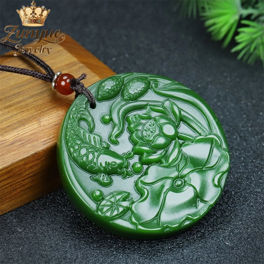 Natural Hetian Jade Green Jade Carved Lotus Pendant Luxury Quality Jewelry Fashion Jewelry Gift Exquisite Charms Popular Elegant
Natural Hetian Jade Green Jade Carved Lotus Pendant Luxury Quality Jewelry Fashion Jewelry Gift Exquisite Charms Popular Elegant