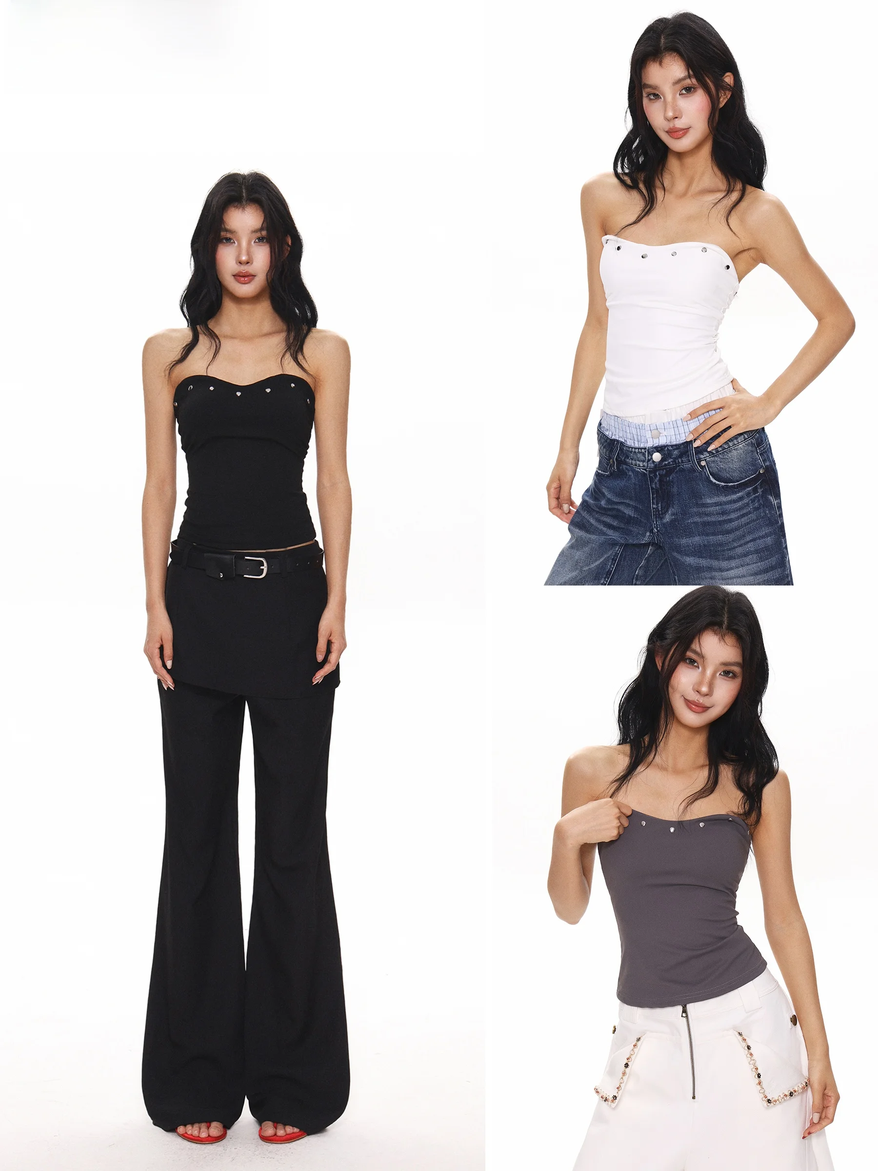 Style Spicy Girl Rivet Tube Top Women Summer American Waist Cinching Sleeveless Vest Outerwear Design Sense
Style Spicy Girl Rivet Tube Top Women Summer American Waist Cinching Sleeveless Vest Outerwear Design Sense