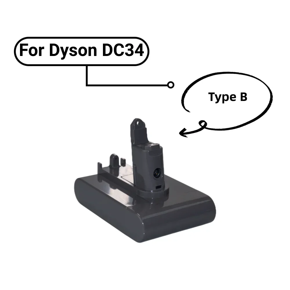 22.2V 4000mAh Rechargeable lithium-ion battery for Dyson DC34 ( Only Fit Type B ) Handheld vacuum cleaner battery replacement
22.2V 4000mAh Rechargeable lithium-ion battery for Dyson DC34 ( Only Fit Type B ) Handheld vacuum cleaner battery replacement
