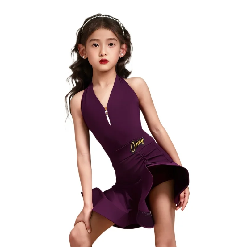 A new style of women's dance practice dress and children's performance dress set with a halter-neck style for Latin dance
A new style of women's dance practice dress and children's performance dress set with a halter-neck style for Latin dance
