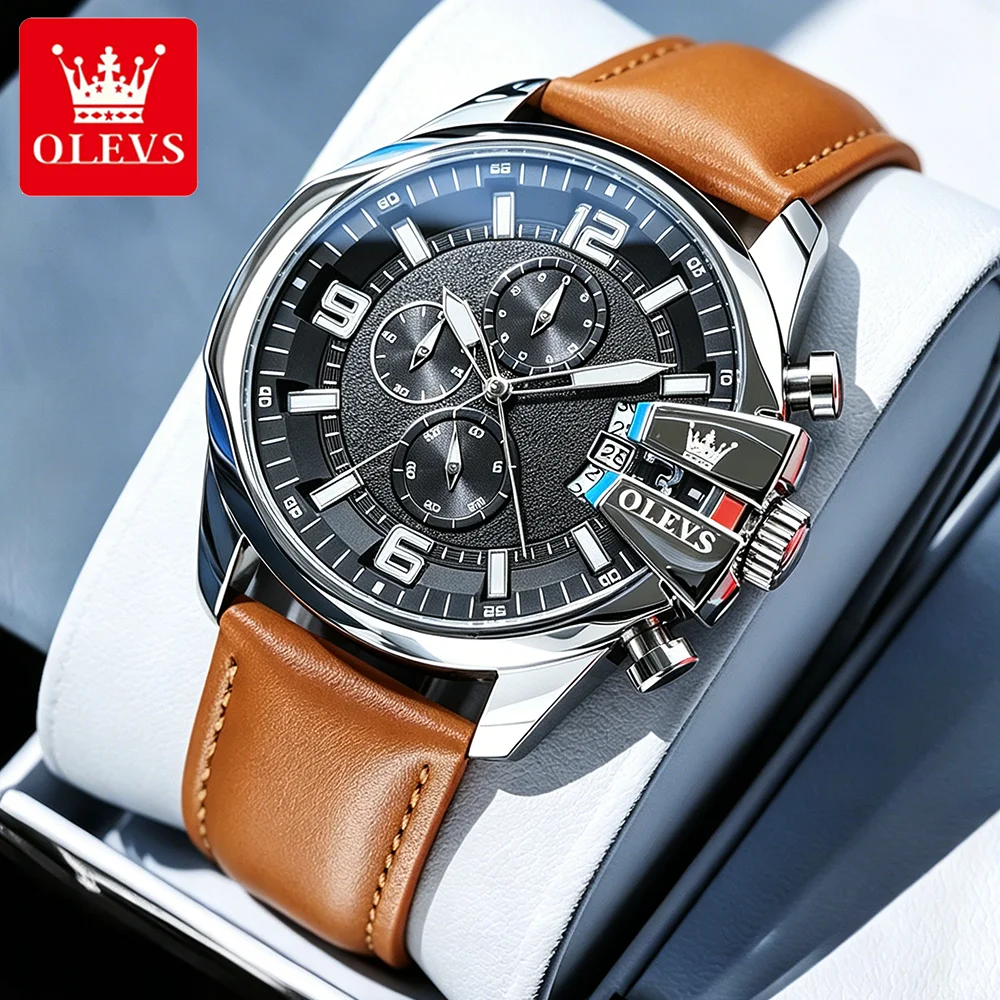 OLEVS Men's Watches Casual Business Leather Strap Big Dial Chronograph Original Quartz Wristwatch Waterproof Luminous Date 2978
OLEVS Men's Watches Casual Business Leather Strap Big Dial Chronograph Original Quartz Wristwatch Waterproof Luminous Date 2978