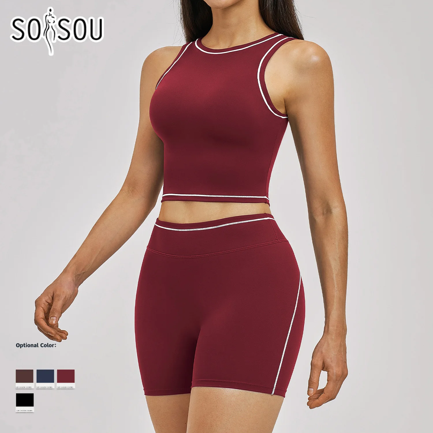 SOISOU 2 Pieces Women Yoga Set Round Neck Vest Workout Outfits Gym Tracksuit High Waist Shorts Sports Bra Athletic Wear 4 Colors
SOISOU 2 Pieces Women Yoga Set Round Neck Vest Workout Outfits Gym Tracksuit High Waist Shorts Sports Bra Athletic Wear 4 Colors