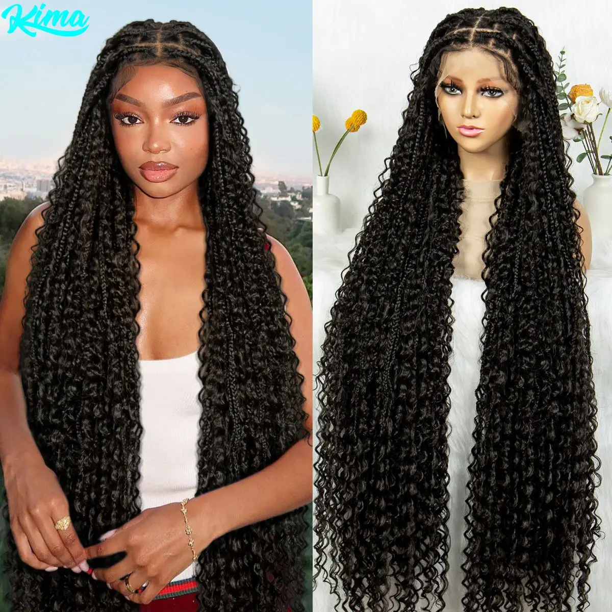 40Inch Long Boho Braided Wigs Synthetic Full Lace Braided Wigs Knotless Box Braided Lace Wig with Baby Hair for Black Women
40Inch Long Boho Braided Wigs Synthetic Full Lace Braided Wigs Knotless Box Braided Lace Wig with Baby Hair for Black Women