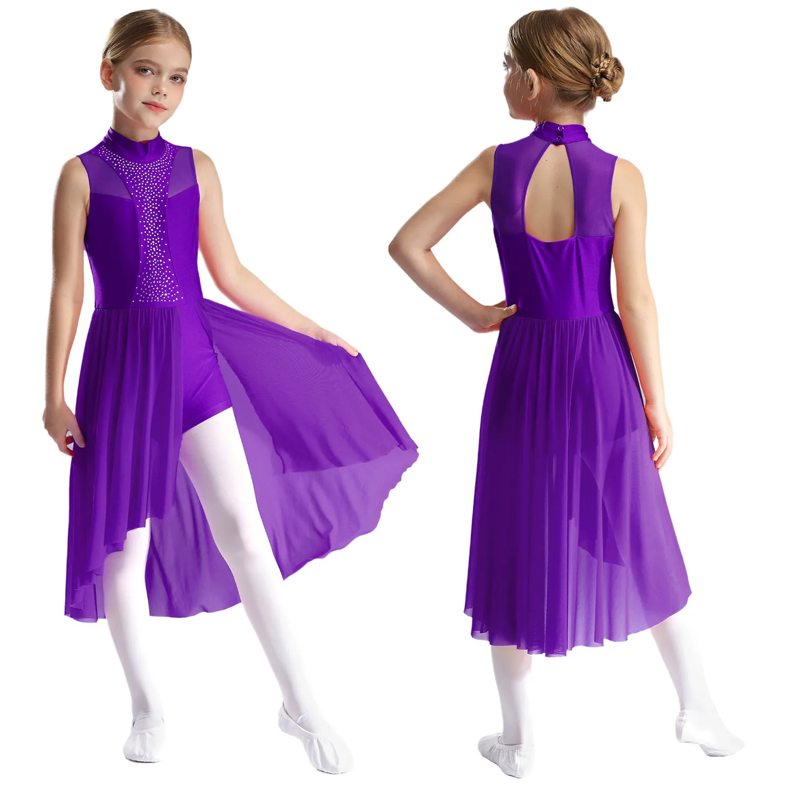 Kids Girls Modern Lyrical Dance Dress Sleeveless Rhinestone Skirted Leotard Figure Skating Contemporary Performance Dance Wear
Kids Girls Modern Lyrical Dance Dress Sleeveless Rhinestone Skirted Leotard Figure Skating Contemporary Performance Dance Wear