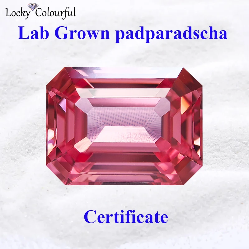 Lab Grown Padparadscha Fire Lotus Color Emerald Cut Charms beads for DIY Jewelry Making ring Material Selectable AGL Certificate
Lab Grown Padparadscha Fire Lotus Color Emerald Cut Charms beads for DIY Jewelry Making ring Material Selectable AGL Certificate