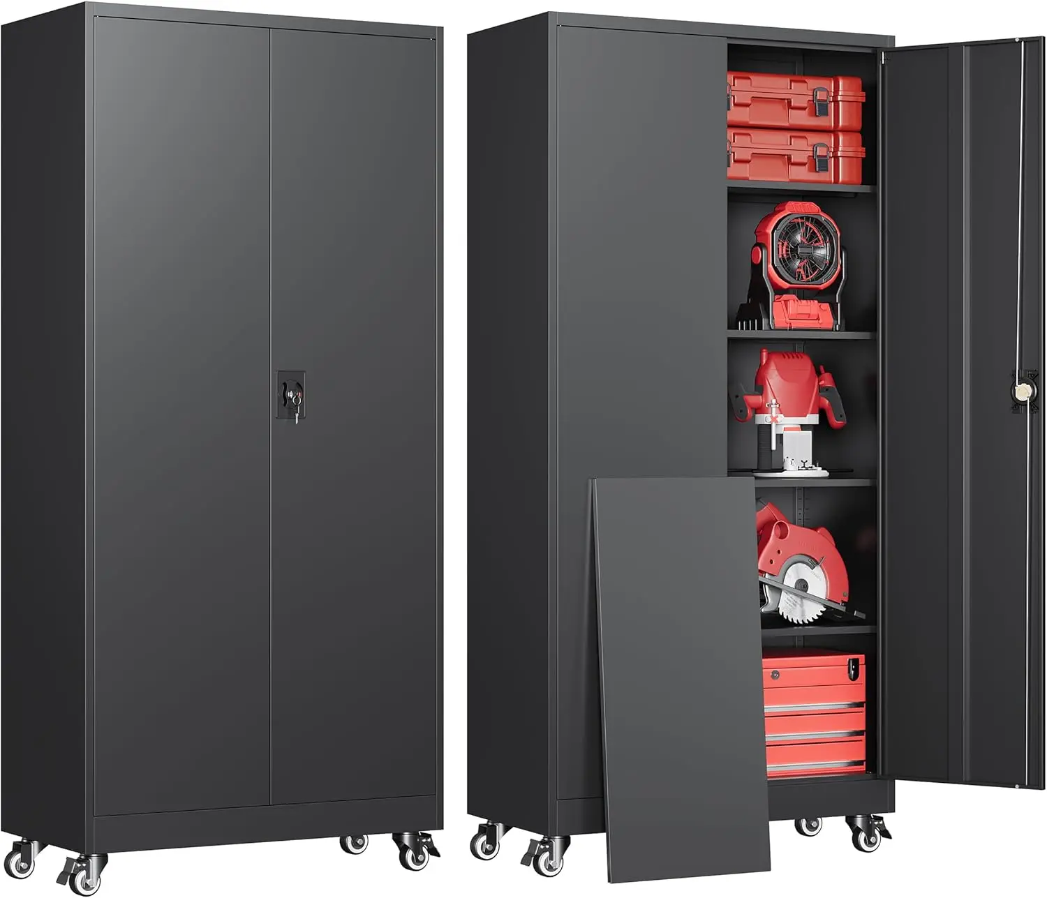Metal Garage Storage Cabinets with Wheels, Rolling Tool Cabinet with Lock, Locking Garage Caninet on
Metal Garage Storage Cabinets with Wheels, Rolling Tool Cabinet with Lock, Locking Garage Caninet on