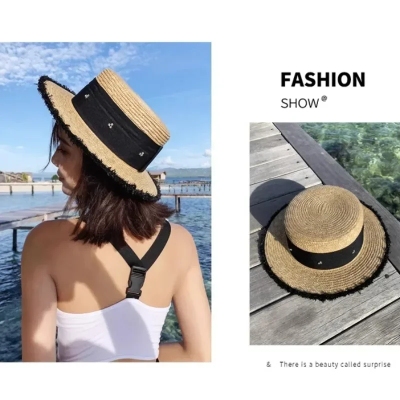 Luxury Rhinestones Straw Hat Women's British Flat Top Beach Hat Summer Designer Seaside Vacation Sunshade Sun Protection Sun Hat
Luxury Rhinestones Straw Hat Women's British Flat Top Beach Hat Summer Designer Seaside Vacation Sunshade Sun Protection Sun Hat