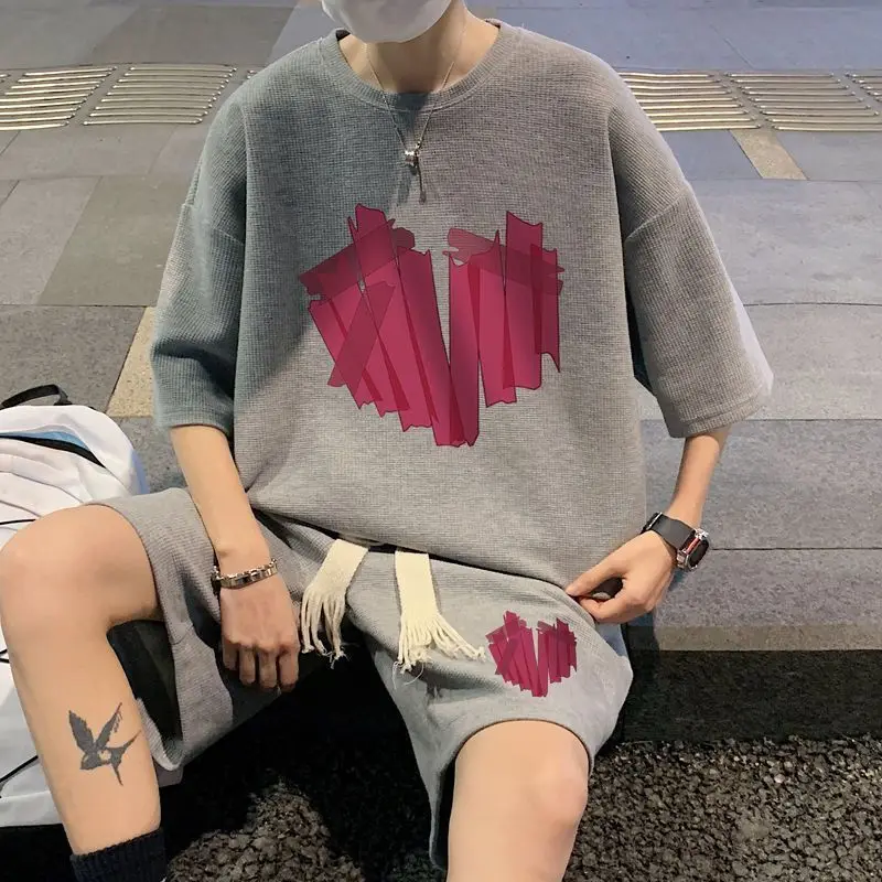Men's Waffle Knit Tracksuit Summer Oversized Short Sleeve T Shirt and Shorts Two Piece Set
Men's Waffle Knit Tracksuit Summer Oversized Short Sleeve T Shirt and Shorts Two Piece Set