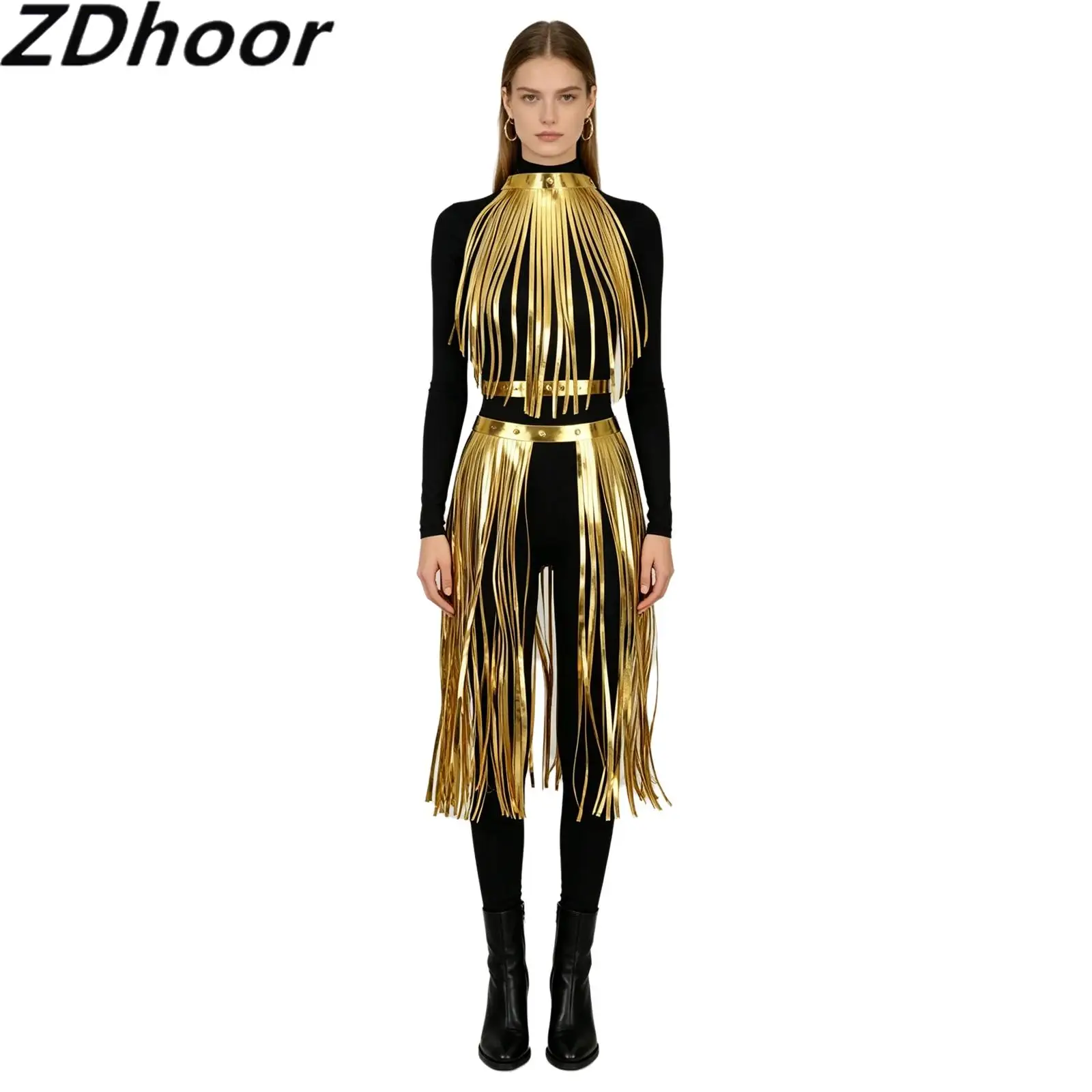 Women 3Pcs Multi-layer Tassel Stylish Top And Waist Cincher Belt Fringed Skirt Costumes Accessories for Clubwear Bar Party
Women 3Pcs Multi-layer Tassel Stylish Top And Waist Cincher Belt Fringed Skirt Costumes Accessories for Clubwear Bar Party