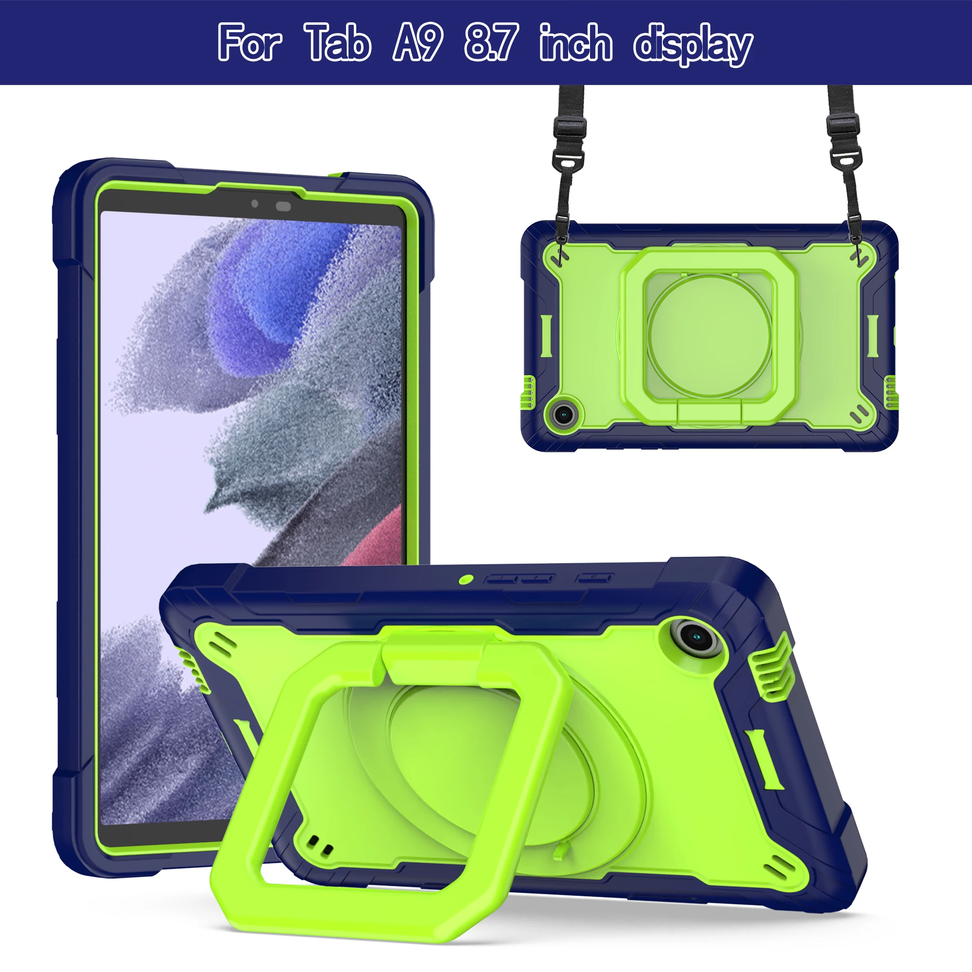Вращающийся на 360° чехол для Samsung Galaxy Tab A9 8,7 дюйма 2023, SM-X110 X115 X117, бронированный чехол-подставка с ручкой и плечевым ремнем
Вращающийся на 360° чехол для Samsung Galaxy Tab A9 8,7 дюйма 2023, SM-X110 X115 X117, бронированный чехол-подставка с ручкой и плечевым ремнем