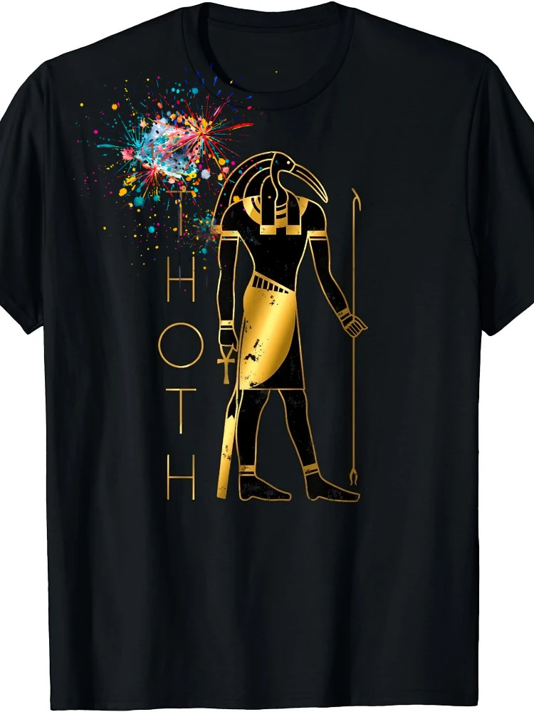 Egyptian God Thoth Graphic with Golden Accent design-100% cotton summer casual O-neck short sleeve printed men's T-shirt.
Egyptian God Thoth Graphic with Golden Accent design-100% cotton summer casual O-neck short sleeve printed men's T-shirt.