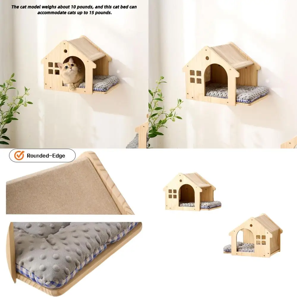 Dual Wall-Mounted Wooden Cat Shelves with Removable Pillows and Bed, 2-Piece Set
Dual Wall-Mounted Wooden Cat Shelves with Removable Pillows and Bed, 2-Piece Set