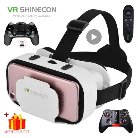 Shinecon Viar Virtual Reality VR แว่นตาชุดหูฟังอุปกรณ์ 3D หมวกกันน็อคแว่นตาเลนส์สําหรับสมาร์ทโฟนสมาร์ทโฟนเกมโทรศัพท์มือถือชุด