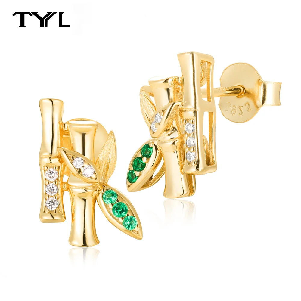 TYYL Bamboo Stud Earrings for Women 925 Silver D VVS1 Moissanite Green Nanostone Bamboo Leaf Earring Created Emerald Ear Jewelry
TYYL Bamboo Stud Earrings for Women 925 Silver D VVS1 Moissanite Green Nanostone Bamboo Leaf Earring Created Emerald Ear Jewelry