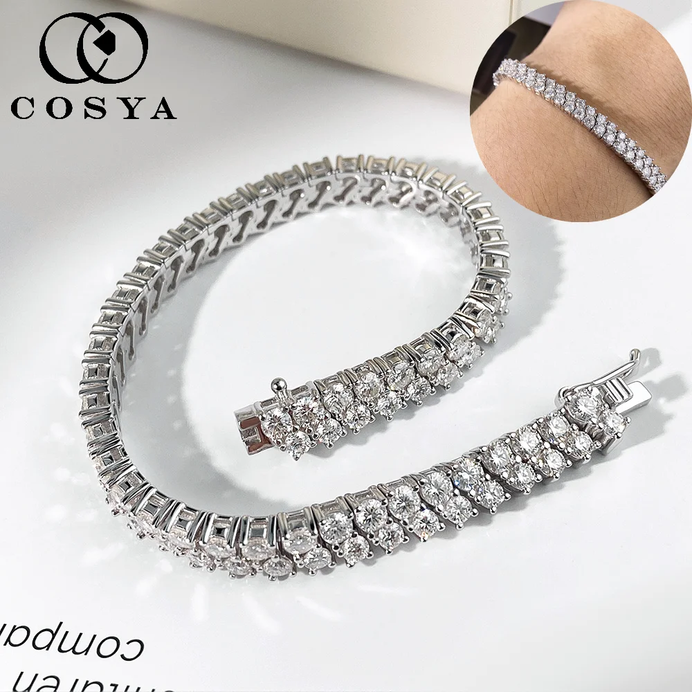 COSYA Certified Full Moissanite Bracelet For Women Man 100% S925 Silver 2 Rows HandChain Luxury Wedding Party Fine Jewelry Gift
COSYA Certified Full Moissanite Bracelet For Women Man 100% S925 Silver 2 Rows HandChain Luxury Wedding Party Fine Jewelry Gift