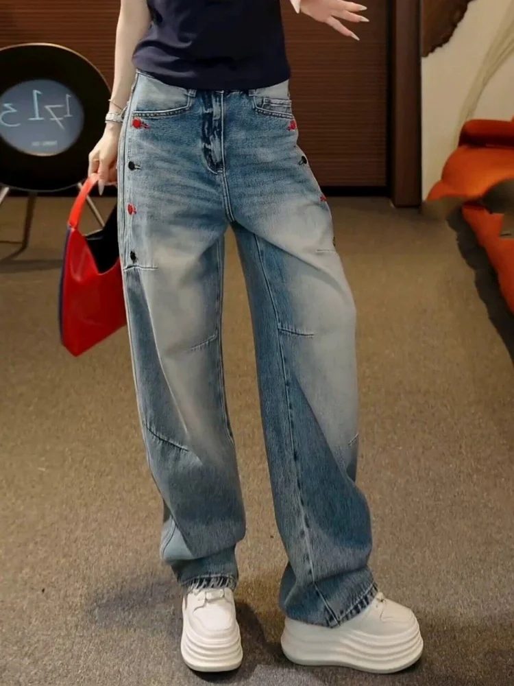 High Waist Wide Leg Jeans Women's Spring Summer New Style Button Design Casual Pants Korean Style Straight Cut Trousers
High Waist Wide Leg Jeans Women's Spring Summer New Style Button Design Casual Pants Korean Style Straight Cut Trousers