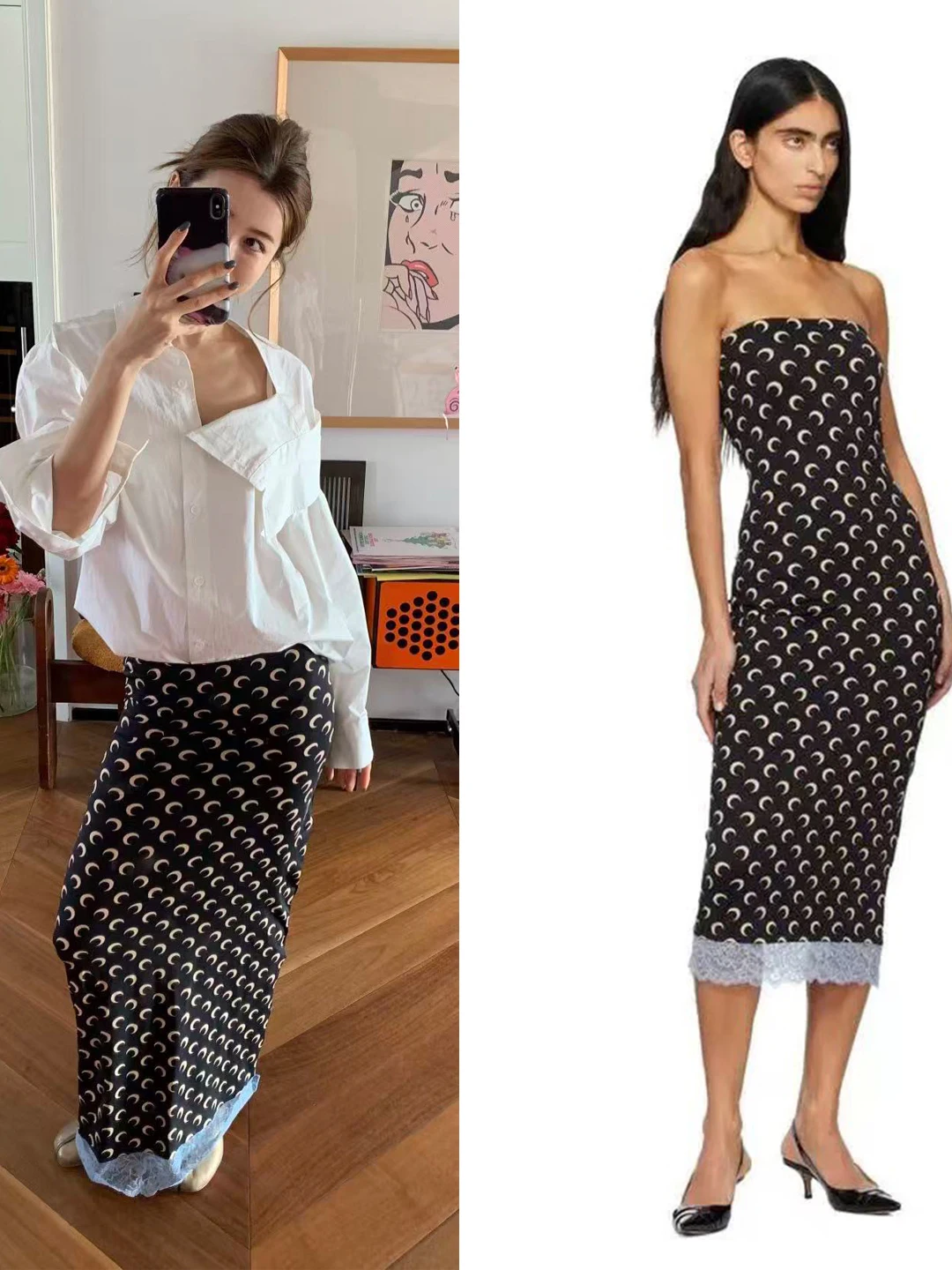 Spring Summer Lace Splice Crescent Print Elastic Slimming Halter Dress High Waist Pencil Skirt for Women Lace Fabric
Spring Summer Lace Splice Crescent Print Elastic Slimming Halter Dress High Waist Pencil Skirt for Women Lace Fabric