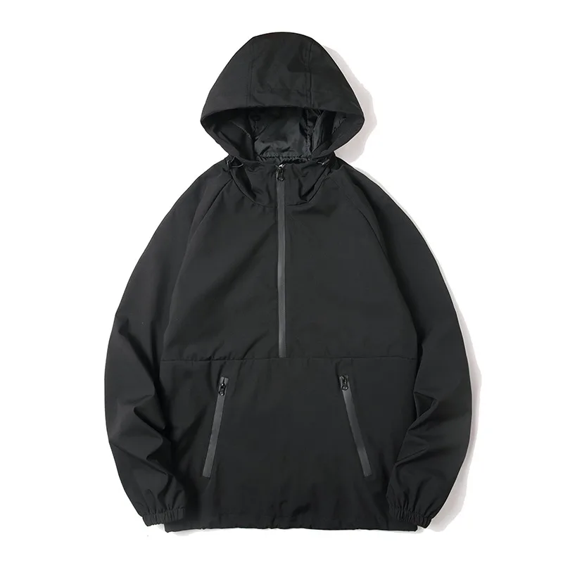 Черная куртка мужская свободная с половиной молнии повседневная куртка с капюшоном в стиле хип-хоп уличная одежда осенняя мода водонепроницаемые уличные куртки
Черная куртка мужская свободная с половиной молнии повседневная куртка с капюшоном в стиле хип-хоп уличная одежда осенняя мода водонепроницаемые уличные куртки