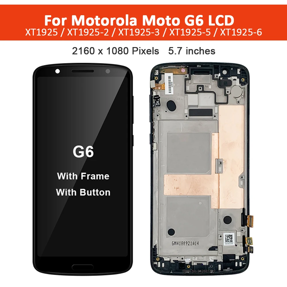 5.7" IPS LCD For Motorola Moto G6 LCD Display Touch Screen Digitizer Assembly For Moto G6 XT1925 Screen Replacement Parts
5.7" IPS LCD For Motorola Moto G6 LCD Display Touch Screen Digitizer Assembly For Moto G6 XT1925 Screen Replacement Parts