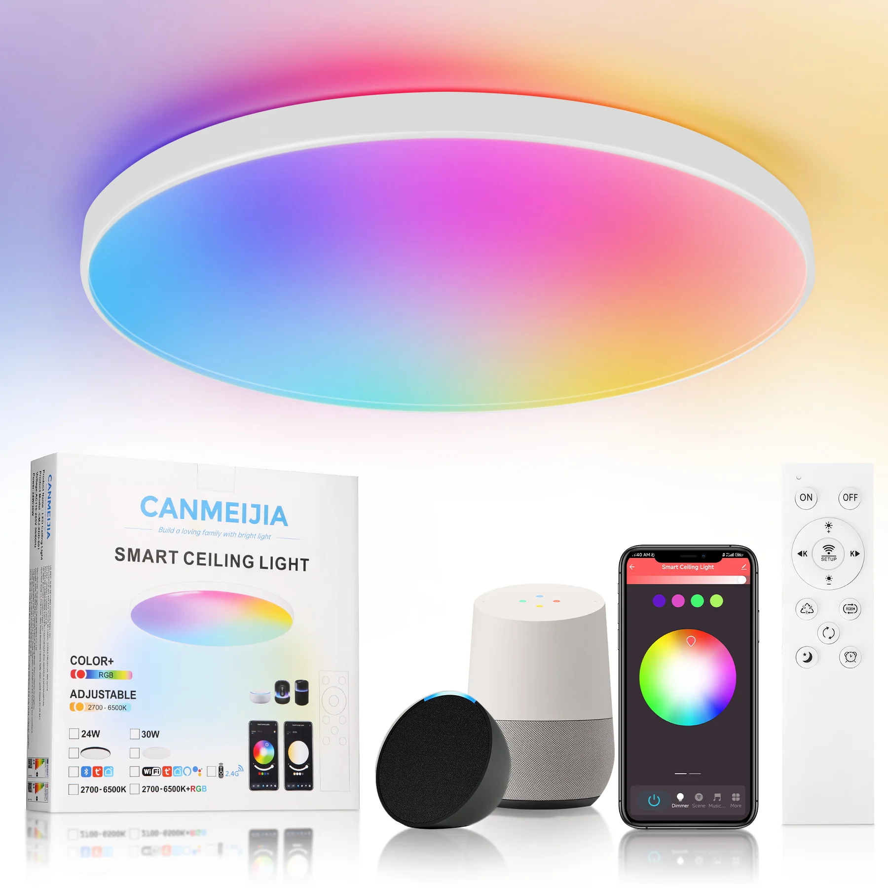 Smart WiFi LED Ceiling Light 24W Round Panel Ambient Lamp Cozylife APP Control RGB Dimmable Lamp For Bedroom Living Room Disco
Smart WiFi LED Ceiling Light 24W Round Panel Ambient Lamp Cozylife APP Control RGB Dimmable Lamp For Bedroom Living Room Disco