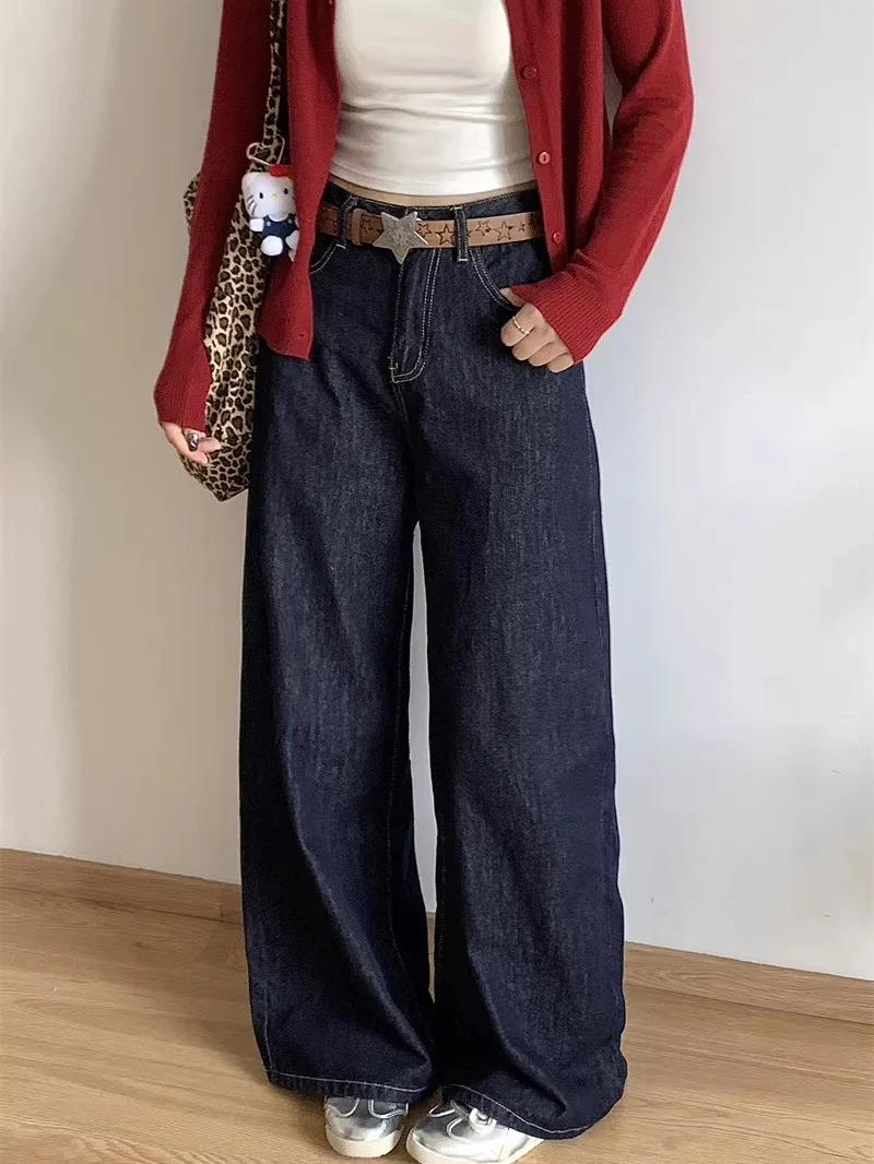 Original Color High Waist Wide Leg Deep Blue Jeans Retro Style Cotton Denim Pants for Young Women Non-Stretchy Long Length
Original Color High Waist Wide Leg Deep Blue Jeans Retro Style Cotton Denim Pants for Young Women Non-Stretchy Long Length