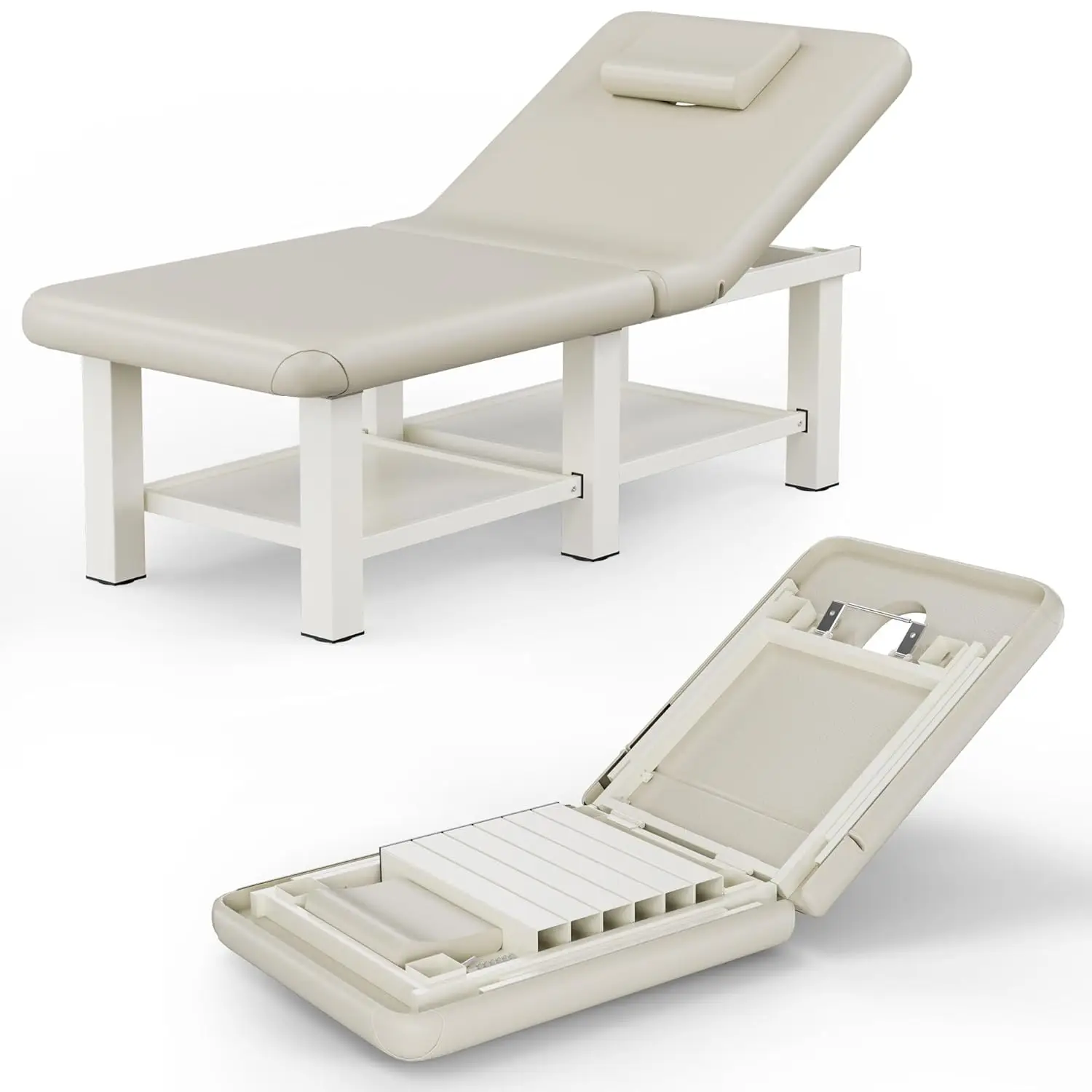 Heavy Duty Folding Massage Table Adjustable Backrest PU Leather Metal Frame 660LBS Spa Salon, Custom
Heavy Duty Folding Massage Table Adjustable Backrest PU Leather Metal Frame 660LBS Spa Salon, Custom