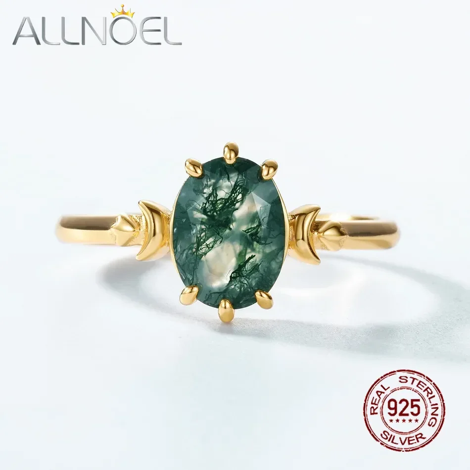 ALLNOEL Natural 6*8mm Green Moss Agate 925 Sterling Silver Open Rings For Women Unique Oval Gemstone Vintage Trendy Jewelry Gift
ALLNOEL Natural 6*8mm Green Moss Agate 925 Sterling Silver Open Rings For Women Unique Oval Gemstone Vintage Trendy Jewelry Gift