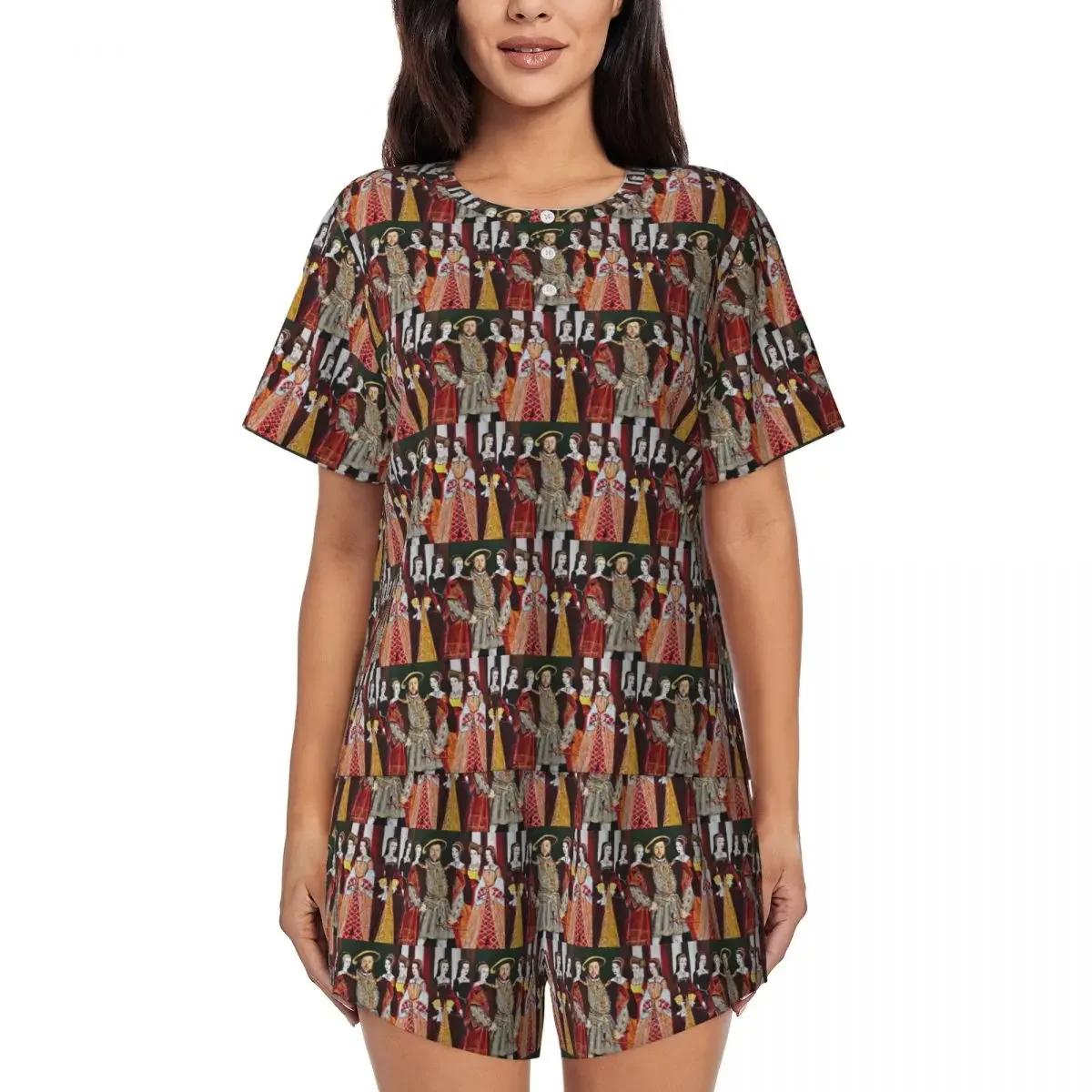 King Henry 8th And His Six Wives Round Neck Short Sleeves Nightdress for Sleeping Sleepshirts Women Soft Pajama Set Short Pants
King Henry 8th And His Six Wives Round Neck Short Sleeves Nightdress for Sleeping Sleepshirts Women Soft Pajama Set Short Pants