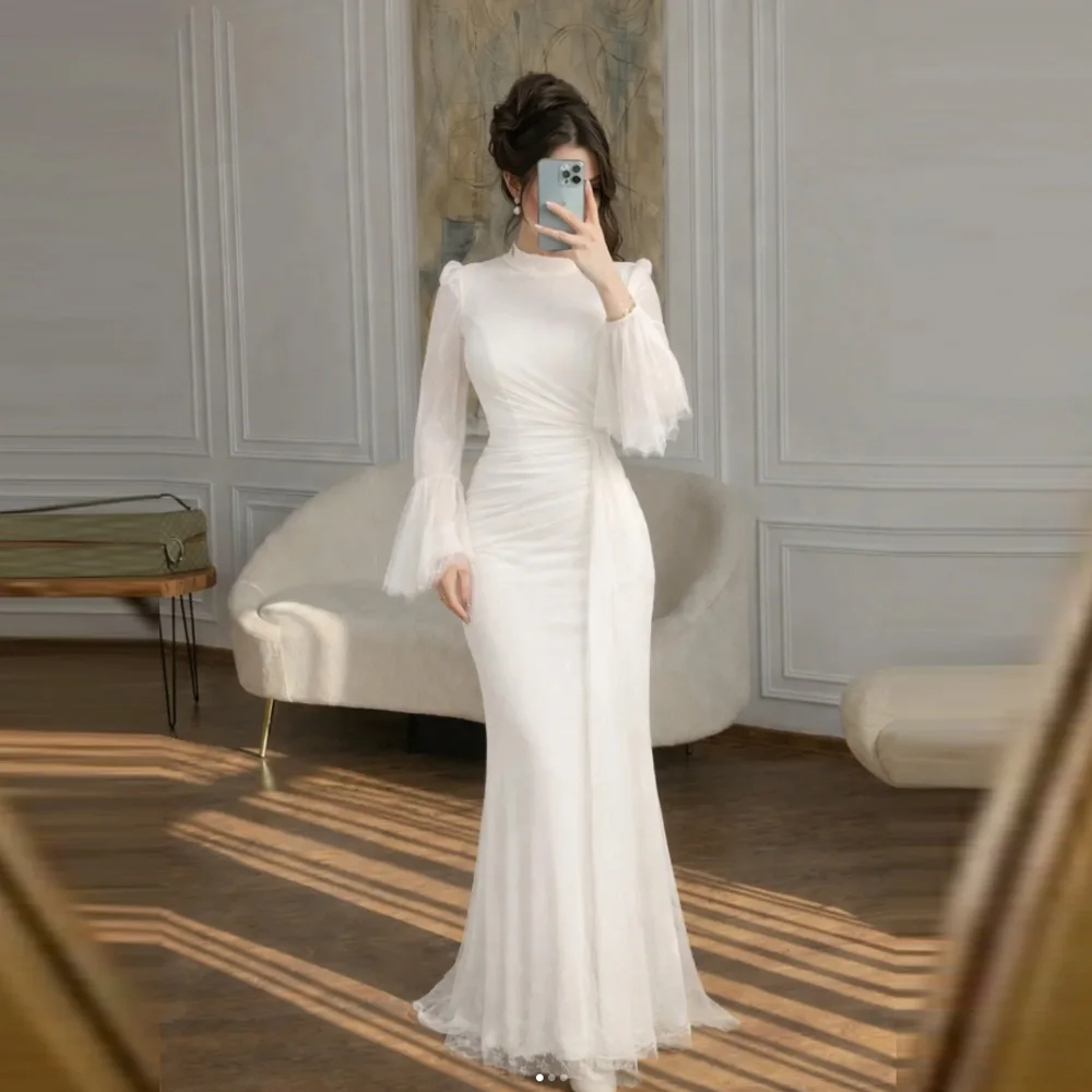 Customized Muslim Evening Dresses Mermaid Modest Long Sleeves Lace Prom Party Gowns Luxury Gala Robe De Soiree Femmes
Customized Muslim Evening Dresses Mermaid Modest Long Sleeves Lace Prom Party Gowns Luxury Gala Robe De Soiree Femmes