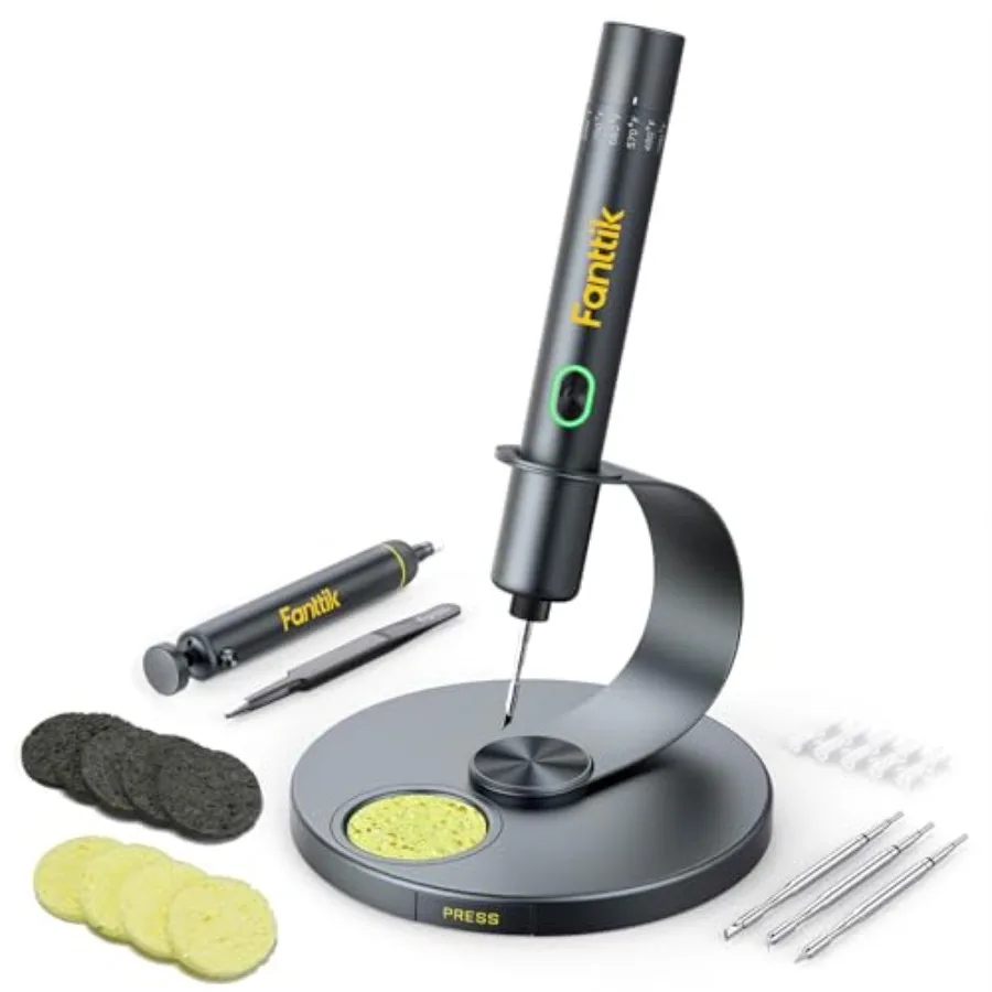 Soldering Iron Kit Cordless Soldering Iron 7 Seconds Fast Heating 390°F-840℉ Auto Sleep 4 Precision Soldering Tips(C210) 360° S
Soldering Iron Kit Cordless Soldering Iron 7 Seconds Fast Heating 390°F-840℉ Auto Sleep 4 Precision Soldering Tips(C210) 360° S