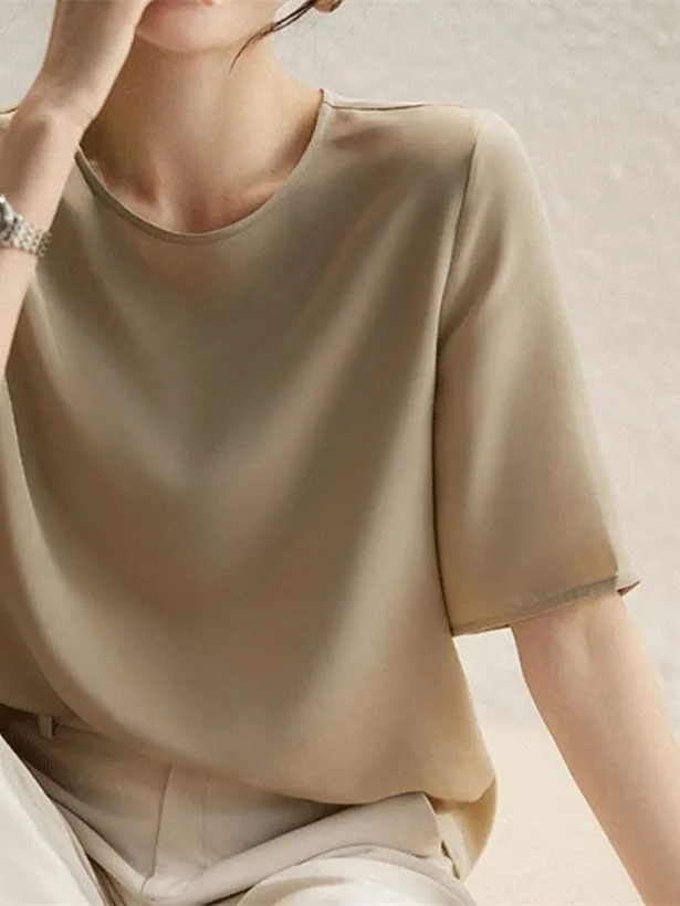 Loose round Neck T-Shirt Women Summer New Design Sensation Small Crowd Chiffon Short Sleeve Top Korean Style Breathable Skin-...
Loose round Neck T-Shirt Women Summer New Design Sensation Small Crowd Chiffon Short Sleeve Top Korean Style Breathable Skin-...