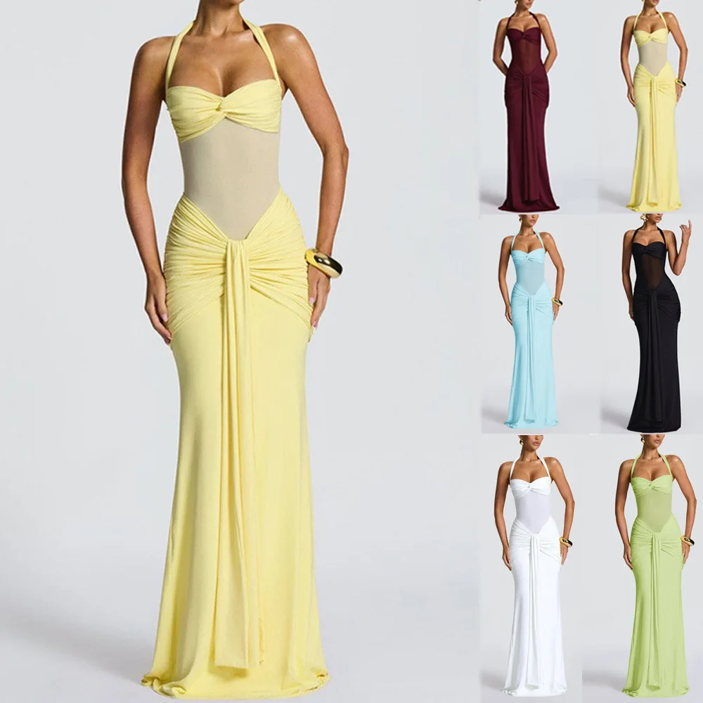 Spring Summer Women's Ruched Backless Bodycon Maxi Dress Sexy Elegant Party Dresses Evening Outfit Blouse Top
Spring Summer Women's Ruched Backless Bodycon Maxi Dress Sexy Elegant Party Dresses Evening Outfit Blouse Top