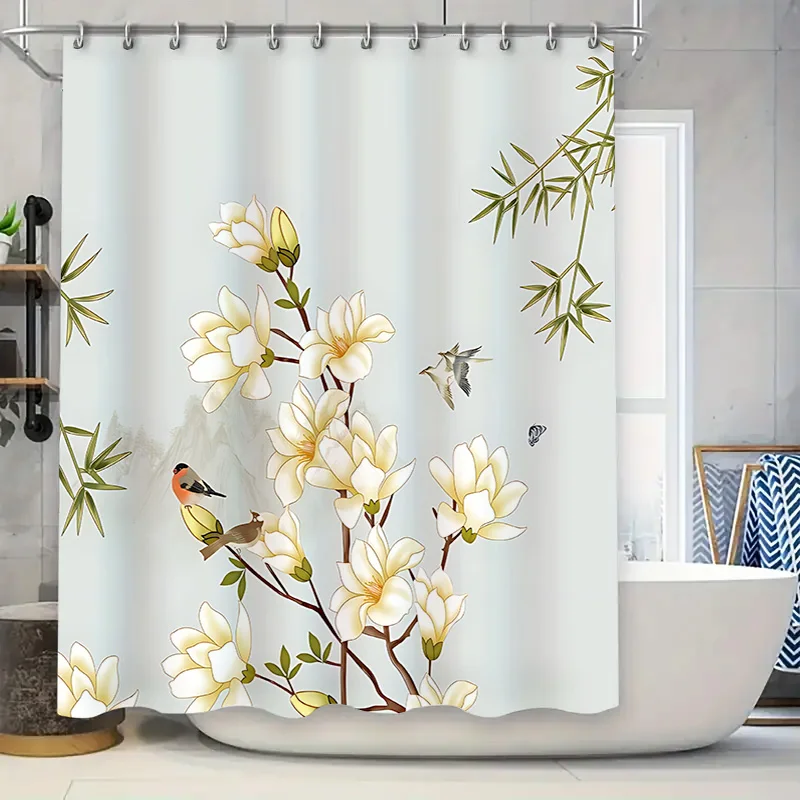 Elegant Floral Shower Curtain with Bird Design - Waterproof and Durable Bathroom Decor for Your Home Waterproof Durable
Elegant Floral Shower Curtain with Bird Design - Waterproof and Durable Bathroom Decor for Your Home Waterproof Durable