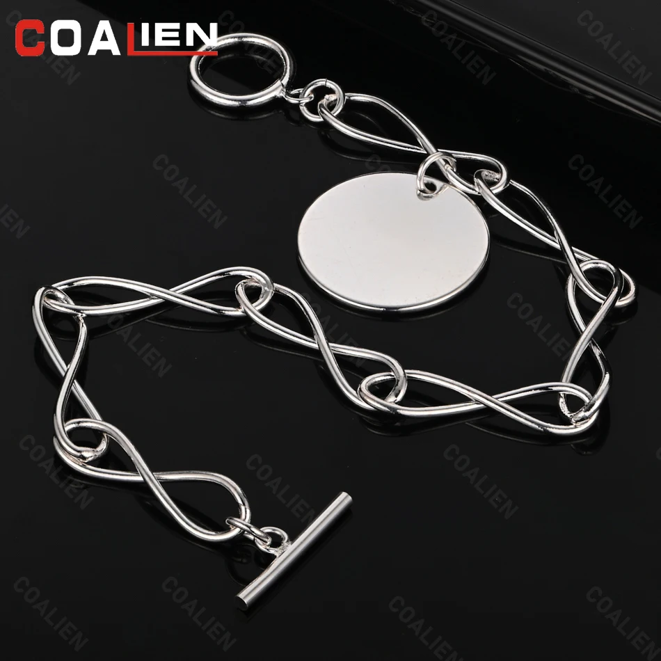 COALIEN 925 Sterling Silver 8-shaped Chain Round Plate Bracelet Women Charm Fashion Gift Wedding Jewelry
COALIEN 925 Sterling Silver 8-shaped Chain Round Plate Bracelet Women Charm Fashion Gift Wedding Jewelry