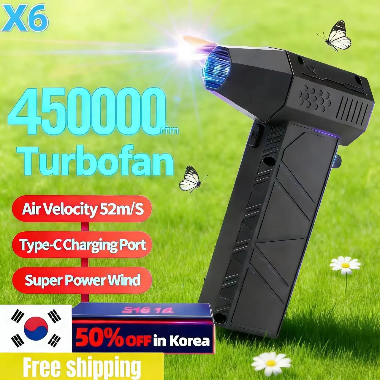 Мощный вентилятор-пылесос Violent Fan 450000 об/мин, зарядка Type-C, сильный поток воздуха 53 м/с, бесщеточный турбовентилятор
Мощный вентилятор-пылесос Violent Fan 450000 об/мин, зарядка Type-C, сильный поток воздуха 53 м/с, бесщеточный турбовентилятор 