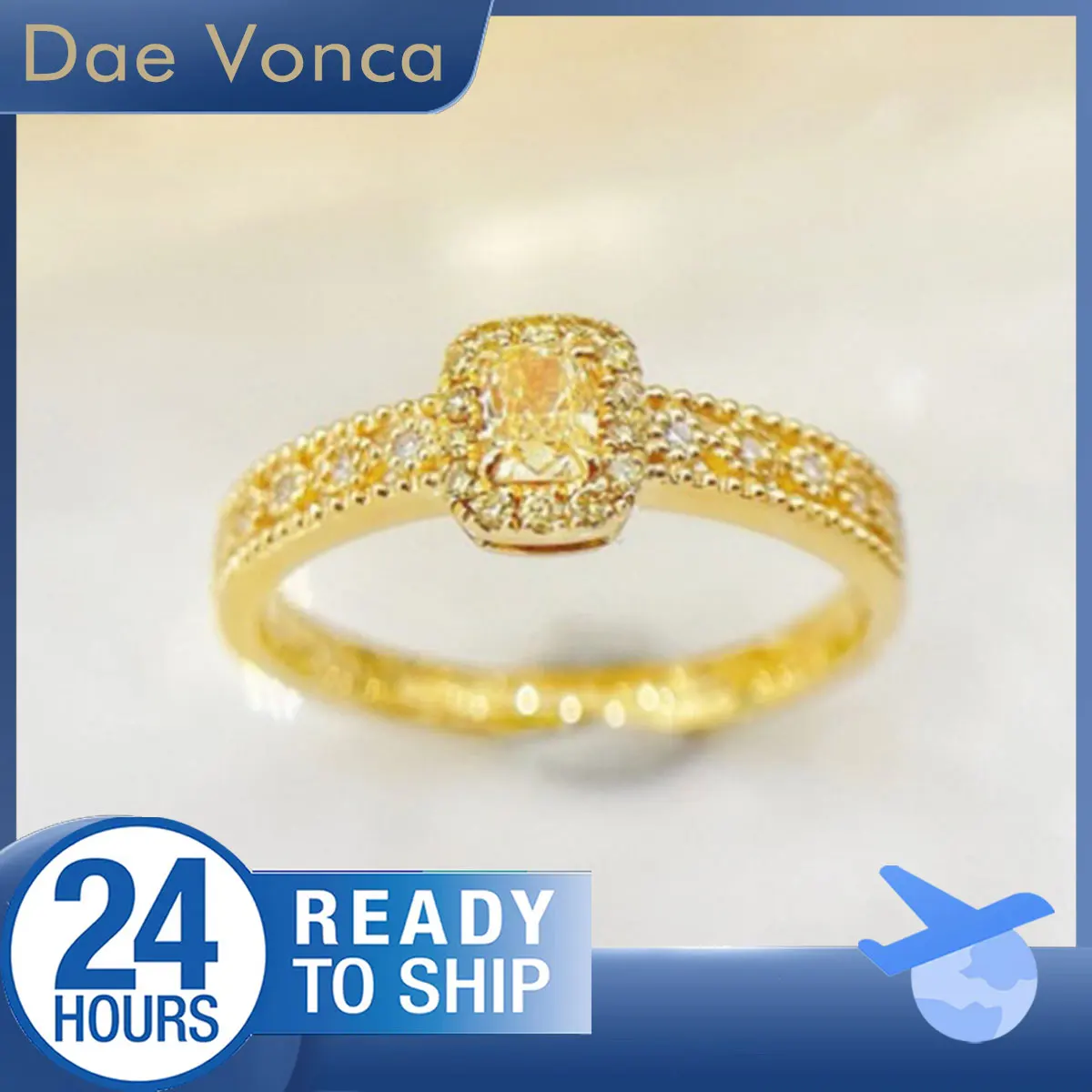 Кольцо Dae Vonca Halo из натурального желтого золота 18 карат с бриллиантом на хвостовике из бисера Желтое кольцо с ореолом Подушка с желтым бриллиантом для женщин 
Кольцо Dae Vonca Halo из натурального желтого золота 18 карат с бриллиантом на хвостовике из бисера Желтое кольцо с ореолом Подушка с желтым бриллиантом для женщин