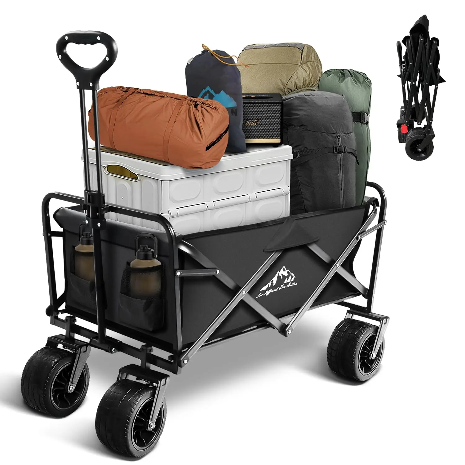 Collapsible Folding Wagon Capacity 300lbs Heavy Duty Foldable Cart with Two Drink Holders Portable Utility Grocery Wagon for Cam
Collapsible Folding Wagon Capacity 300lbs Heavy Duty Foldable Cart with Two Drink Holders Portable Utility Grocery Wagon for Cam