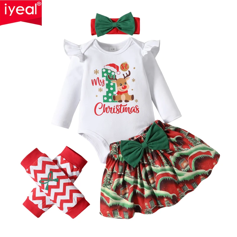 IYEAL Baby Girls Christmas Set Girls Long Sleeve Romper + Tutu Skirt + Anklets + Headband 4-Piece Set Baby Girl summer suit
IYEAL Baby Girls Christmas Set Girls Long Sleeve Romper + Tutu Skirt + Anklets + Headband 4-Piece Set Baby Girl summer suit