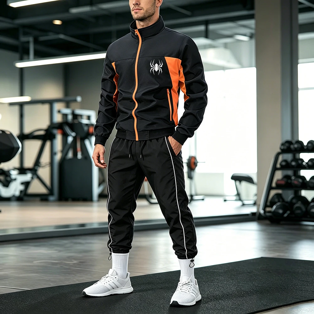 Men Set Contrast Panel Stand Collar Zip Up Windproof Jacket Side Striped Elastic Waist Sport Pants Tribal Shield Wolf Head Print
Men Set Contrast Panel Stand Collar Zip Up Windproof Jacket Side Striped Elastic Waist Sport Pants Tribal Shield Wolf Head Print