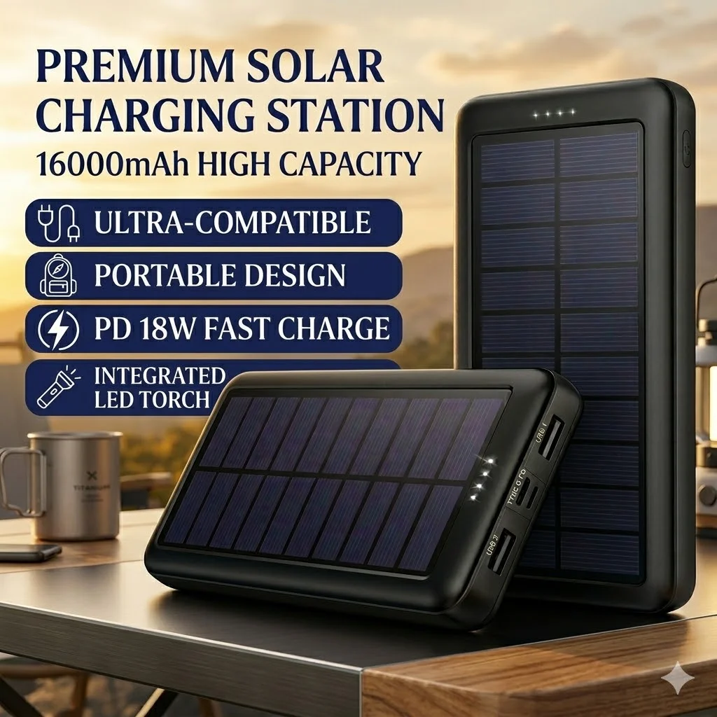 Type C 3 Outputs Solar Emergency Charger 16000mAh Fast Charge Portable External Battery Pack Quick Charging Power Bank Backup For Cell Phone Tablet iPad Samsung Galaxy S25 S24 Ultra iPhone 16 Pro 15 14
Type C 3 Outputs Solar Emergency Charger 16000mAh Fast Charge Portable External Battery Pack Quick Charging Power Bank Backup For Cell Phone Tablet iPad Samsung Galaxy S25 S24 Ultra iPhone 16 Pro 15 14