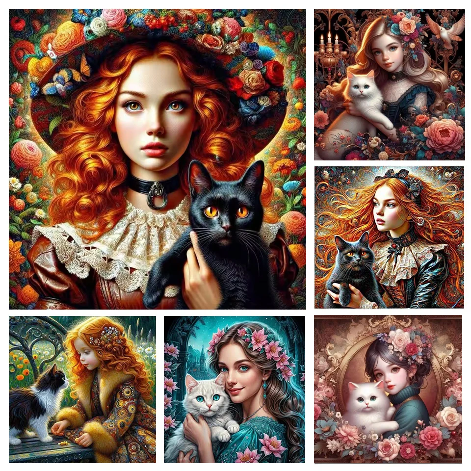Beautiful Girl and Black Cat Diamond Mosaic Fairy Diamond Painting Animal Embroidery Pumpkin Full Square Round Wall Decoration
Beautiful Girl and Black Cat Diamond Mosaic Fairy Diamond Painting Animal Embroidery Pumpkin Full Square Round Wall Decoration