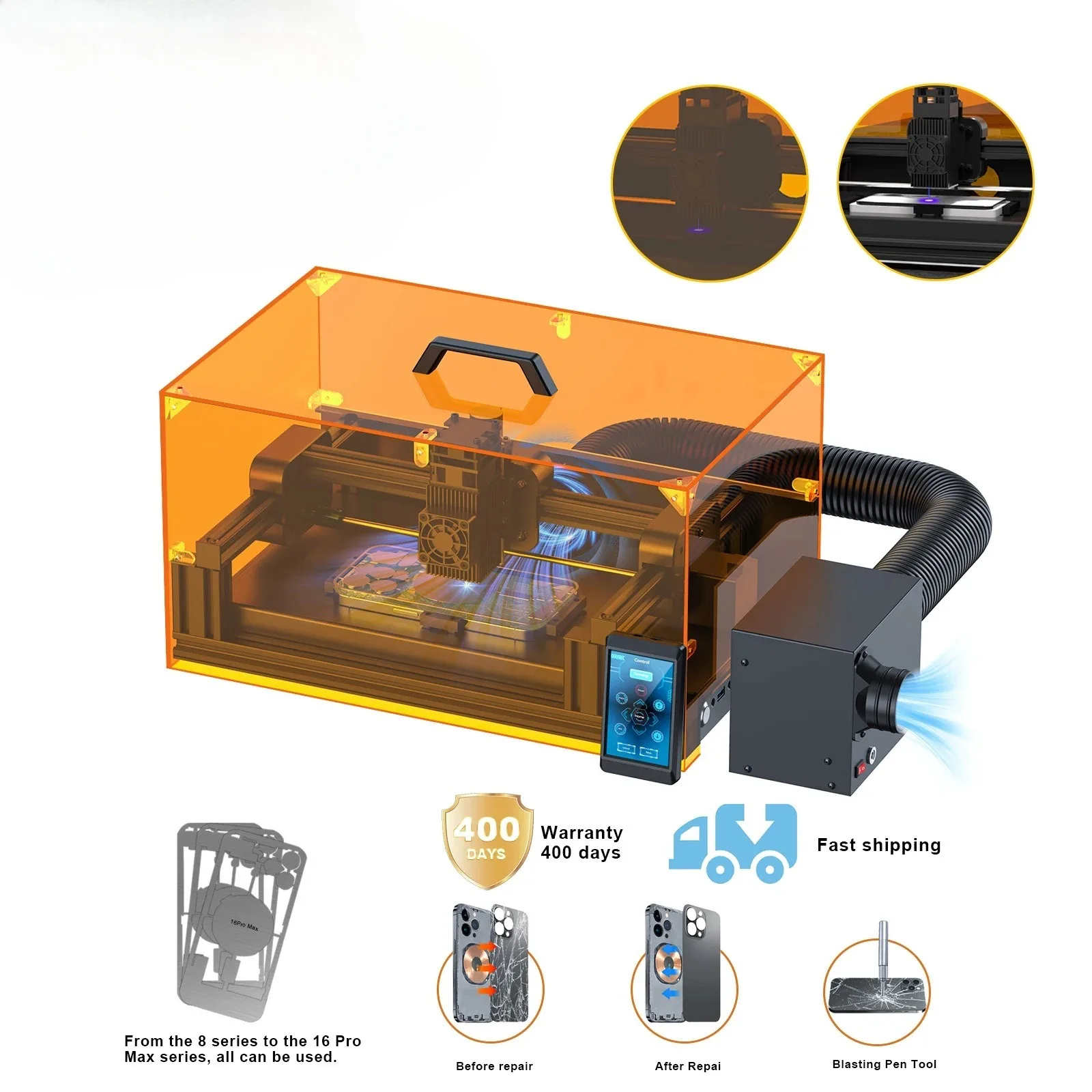Машина для лазерного удаления экрана может удалить задние кронштейны для стекла и другие компоненты в различных цветах. Машина для удаления клея.
Машина для лазерного удаления экрана может удалить задние кронштейны для стекла и другие компоненты в различных цветах. Машина для удаления клея.