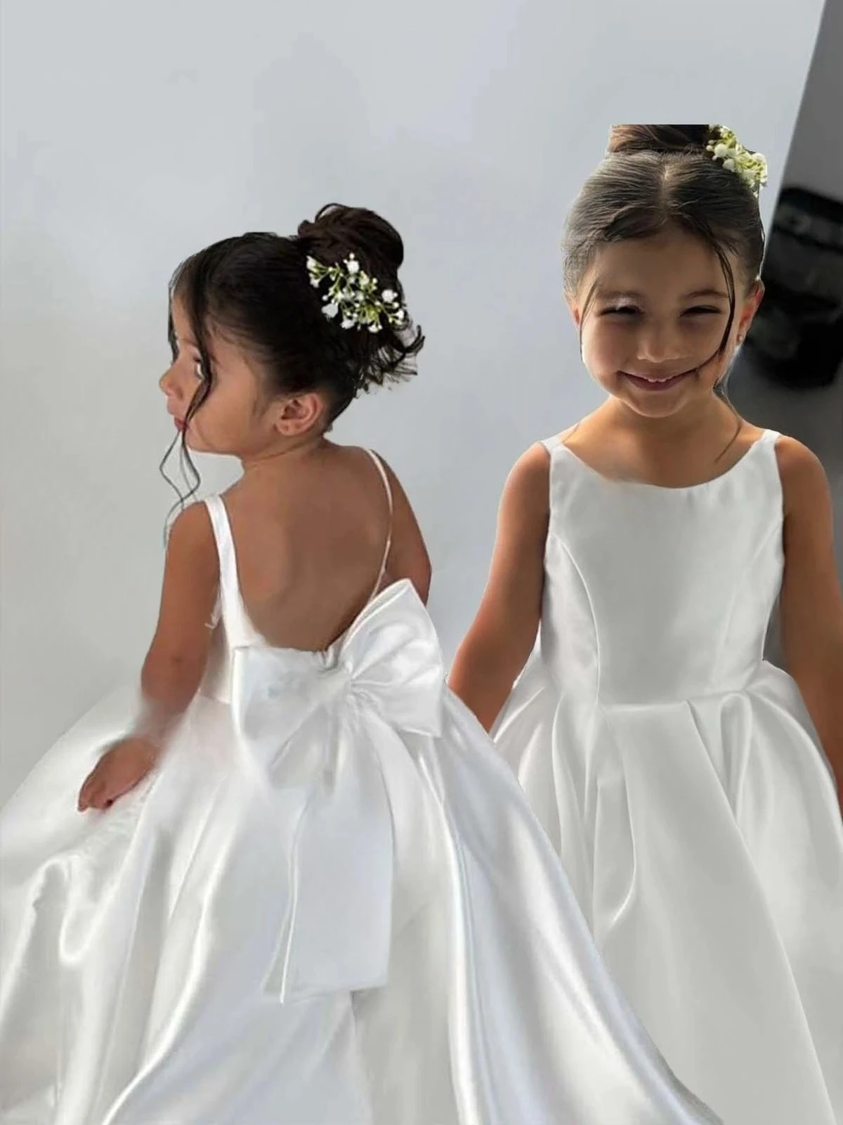 Simple Satin First Communion Dress with Bow Spaghetti Strap Backless Flower Girl Dress for Wedding 2-14 Kids Birthday Party Gown
Simple Satin First Communion Dress with Bow Spaghetti Strap Backless Flower Girl Dress for Wedding 2-14 Kids Birthday Party Gown