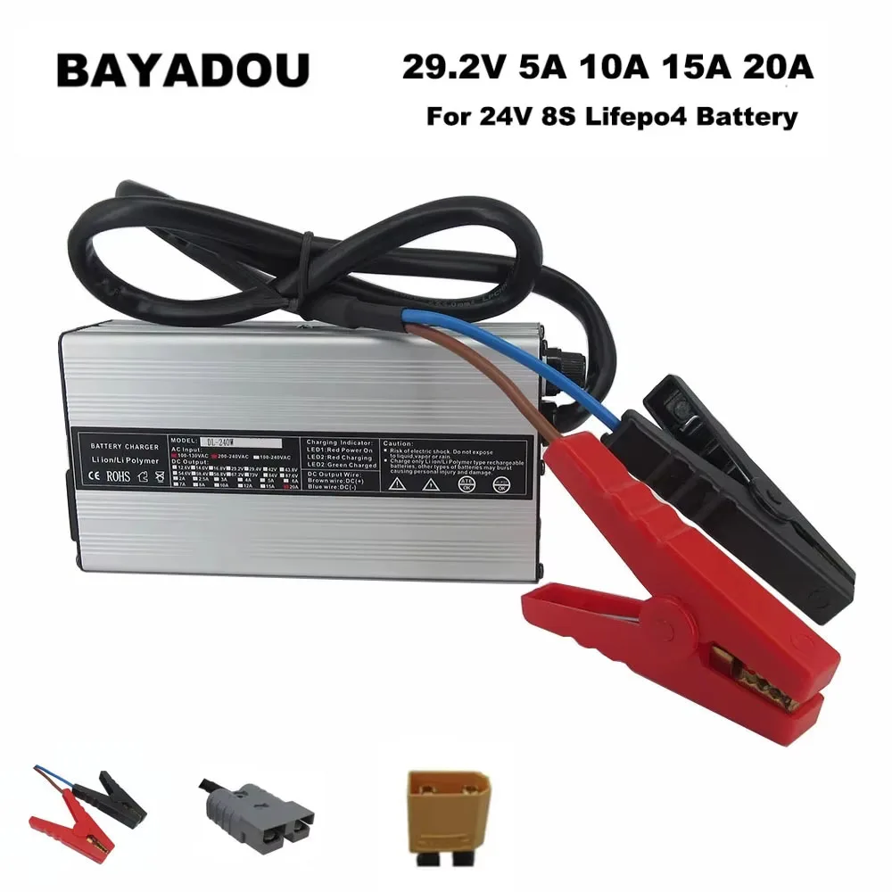 24V 15A Lifepo4 Smart Charger 29.2V 5A 10A 20A Motorcycle Forklift RV Iron Phosphate Battery Fast Charger
24V 15A Lifepo4 Smart Charger 29.2V 5A 10A 20A Motorcycle Forklift RV Iron Phosphate Battery Fast Charger