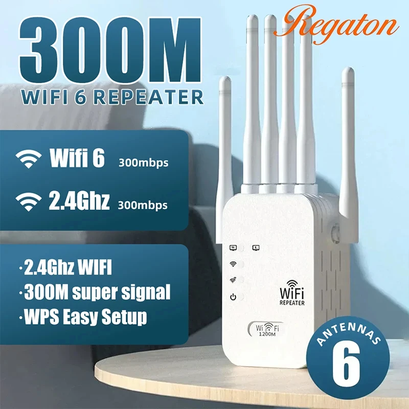 Regaton 300Mbps 2.4GHz WiFi Repeater Wireless Signal Booster High Speed WiFi Amplifier Easy Setup Extender For Home Office