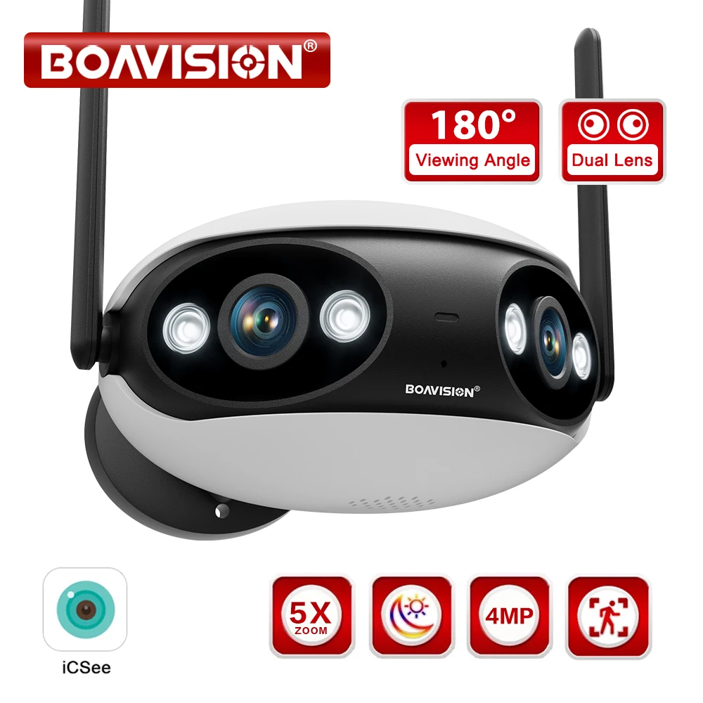 Wifi Outdoor Security Camera HD 4MP 180° Ultra Wide View Angle Humanoid Detection Two Way Audio POE Onvif Surveillance Camera
Wifi Outdoor Security Camera HD 4MP 180° Ultra Wide View Angle Humanoid Detection Two Way Audio POE Onvif Surveillance Camera